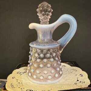 Vintage Fenton Blue Opalescent Cruet w/Stopper